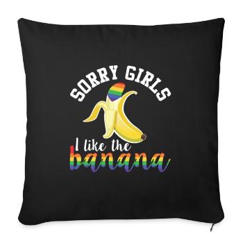 J'aime la banane Lgbt Humour gay drôle - Housse de coussin décorative 45 x 45 cm - noir - Devant
