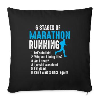 Athlète de triathlon coureur de marathon en 6 étapes - Housse de coussin décorative 45 x 45 cm - noir - Devant