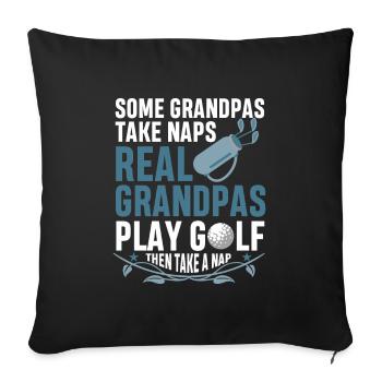Golfer Opa Golf dann Nickerchen Schlafen - Sofakissenbezug 45 x 45 cm - Schwarz - Vorne
