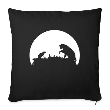 Cat And Rat Play Chess - Sofa pillowcase 17,3'' x 17,3'' (45 x 45 cm) - black - Front