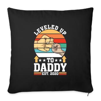 Leveled up to Daddy 2020 Dad Dad Gift Gamer - Sofa pillowcase 17,3'' x 17,3'' (45 x 45 cm) - black - Front