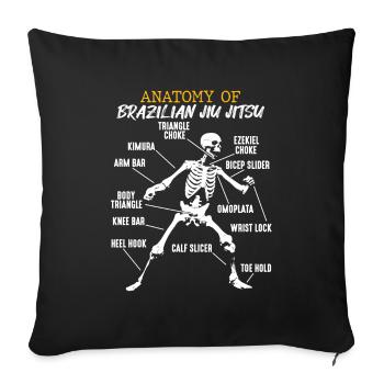 Anatomy Brazilian Jiu Jitsu fighter skeleton - Sofa pillowcase 17,3'' x 17,3'' (45 x 45 cm) - black - Front