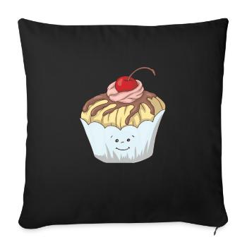 Muffin Bäcker Süßigkeiten Dessert Backwaren - Sofakissenbezug 45 x 45 cm - Schwarz - Vorne