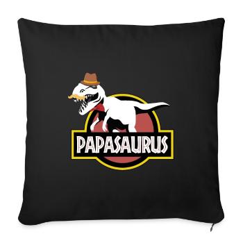 Papasaurus papa dinosaures - Housse de coussin décorative 45 x 45 cm - noir - Devant