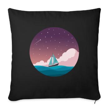 Bateau en haute mer - Housse de coussin décorative 45 x 45 cm - noir - Devant