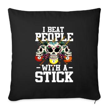 Pool Billiard 8 Ball Sugar Skull Billiards - Sofa pillowcase 17,3'' x 17,3'' (45 x 45 cm) - black - Front