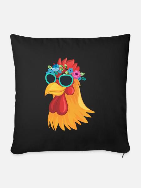 Cooles Huhn Sonnenbrille Bauer Tier - Sofakissenbezug 45 x 45 cm - Schwarz