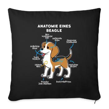 Anatomie Eines Beagle - Sofakissenbezug 45 x 45 cm - Schwarz - Vorne