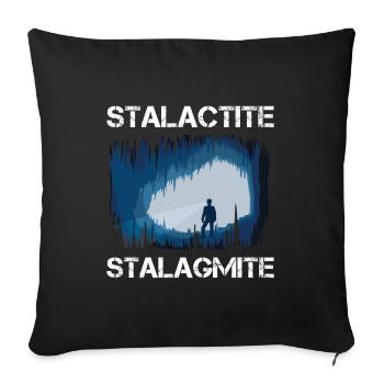 Grotte de spéléologues stalagmite stalactite - Housse de coussin décorative 45 x 45 cm - noir - Devant