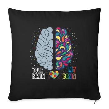 Sensibilisation à l'autisme coeur autiste coloré - Housse de coussin décorative 45 x 45 cm - noir - Devant