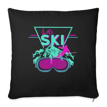 Retro Ski - Sofakissenbezug 45 x 45 cm - Schwarz - Vorne