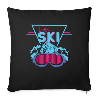 Ski vintage - Housse de coussin décorative 45 x 45 cm - noir - Devant