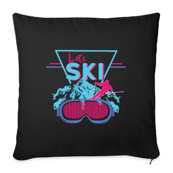 Retro ski ski area - Sofa pillowcase 17,3'' x 17,3'' (45 x 45 cm) - black - Front