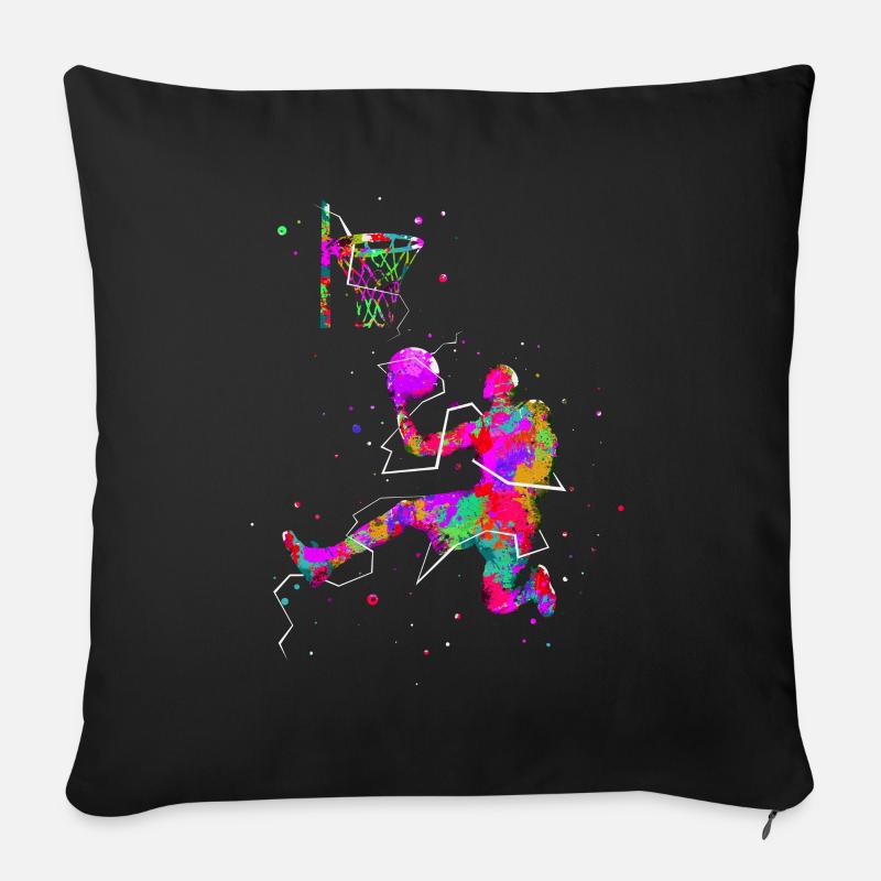 Panier de basket - Housse de coussin décorative 45 x 45 cm - noir