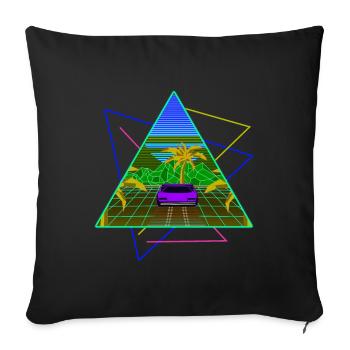 Vaporwave neon palm trees - Sofa pillowcase 17,3'' x 17,3'' (45 x 45 cm) - black - Front