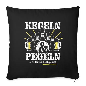 Quilles et niveaux - Cadeau de bowling drôle - Housse de coussin décorative 45 x 45 cm - noir - Devant