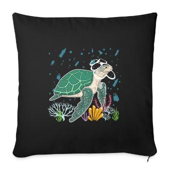 Keep the seas clean turtle - Sofa pillowcase 17,3'' x 17,3'' (45 x 45 cm) - black - Front