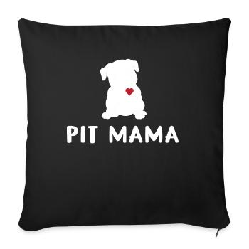 Pit maman pit bull maman animal de compagnie adoption chien - Housse de coussin décorative 45 x 45 cm - noir - Devant