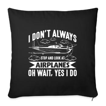 Pilote d'avion drôle aviateur aviation - Housse de coussin décorative 45 x 45 cm - noir - Devant