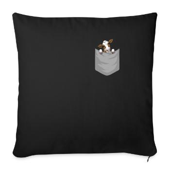 Vache dans la poche de poitrine - Housse de coussin décorative 45 x 45 cm - noir - Devant