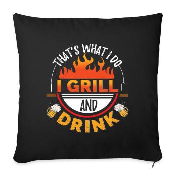 Barbecue and drink - Sofa pillowcase 17,3'' x 17,3'' (45 x 45 cm) - black - Front