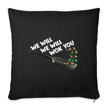 Drôle cuisine asiatique cuisine alimentaire wok cuisinier - Housse de coussin décorative 45 x 45 cm - noir - Devant