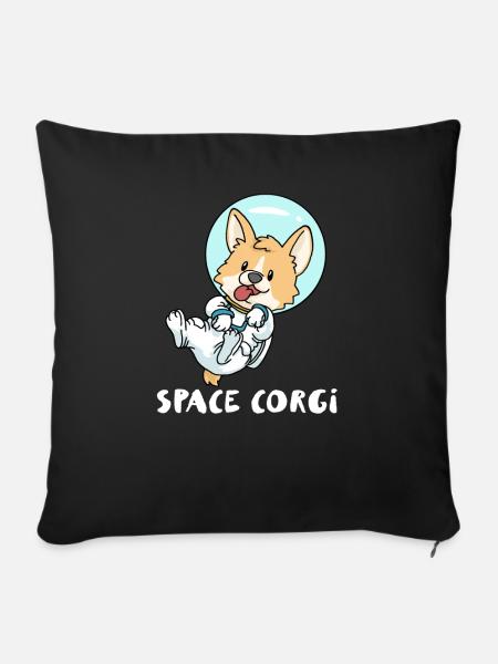 Space Corgi - Sofakissenbezug 45 x 45 cm - Schwarz
