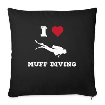 Perverti Humour Muff Diving Oral Sex Joke - Housse de coussin décorative 45 x 45 cm - noir - Devant