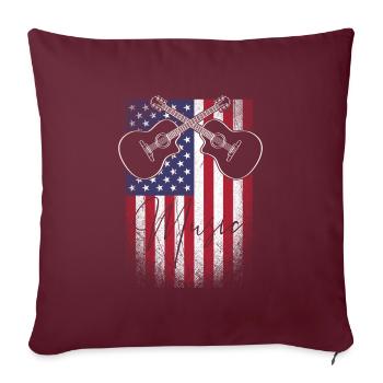 Musique country américaine - Housse de coussin décorative 45 x 45 cm - bordeaux - Devant