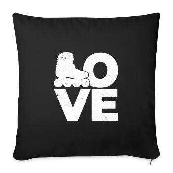 Roller skate love - Sofa pillowcase 17,3'' x 17,3'' (45 x 45 cm) - black - Front