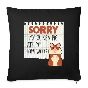 Guinea pigs homework Lazy students - Sofa pillowcase 17,3'' x 17,3'' (45 x 45 cm) - black - Front
