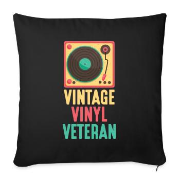 Platine vinyle rétro vinyle techno dj - Housse de coussin décorative 45 x 45 cm - noir - Devant