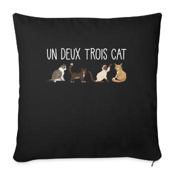 Un Deux Trois cat French pun kitty - Sofa pillowcase 17,3'' x 17,3'' (45 x 45 cm) - black - Front