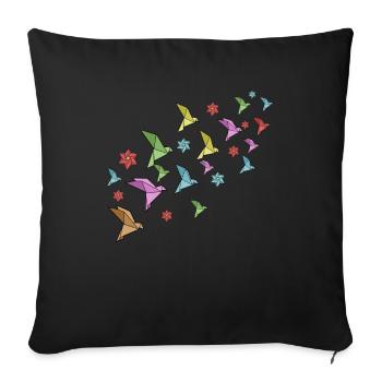 Origami birds - Sofa pillowcase 17,3'' x 17,3'' (45 x 45 cm) - black - Front
