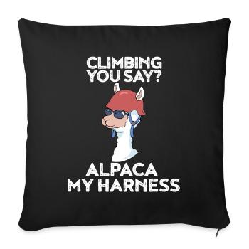 Climbing Alpaca My Harness - Sofa pillowcase 17,3'' x 17,3'' (45 x 45 cm) - black - Front