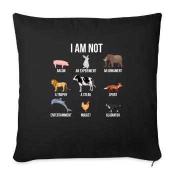 Vegan Animal Rescue Veggie Animal Rights Amour des animaux - Housse de coussin décorative 45 x 45 cm - noir - Devant