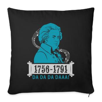 Wolfgang Amadeus Mozart - Housse de coussin décorative 45 x 45 cm - noir - Devant