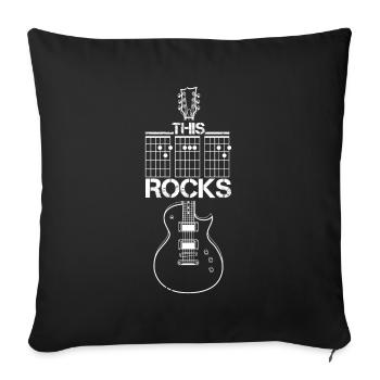 Père rochers accord de guitare guitariste père musicien - Housse de coussin décorative 45 x 45 cm - noir - Devant