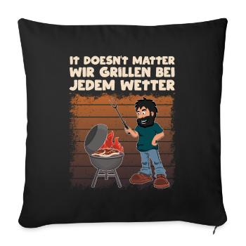 Grillen Bei Jedem Wetter - Sofakissenbezug 45 x 45 cm - Schwarz - Vorne