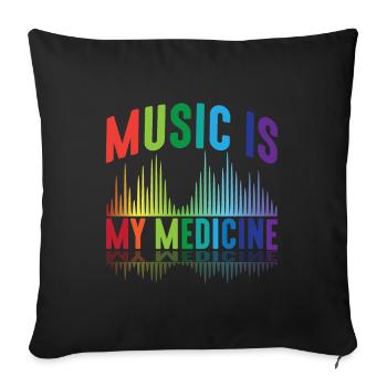 La musique est mon médicament DJ music producteur musicien - Housse de coussin décorative 45 x 45 cm - noir - Devant