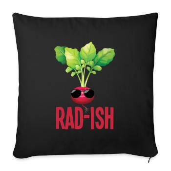 Lustiges Radieschen mit Sonnenbrille Gartenarbeit - Sofakissenbezug 45 x 45 cm - Schwarz - Vorne