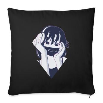 Retro anime - Sofa pillowcase 17,3'' x 17,3'' (45 x 45 cm) - black - Front