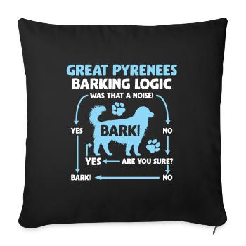 Logique du chien de montagne des Pyrénées qui aboie - Housse de coussin décorative 45 x 45 cm - noir - Devant