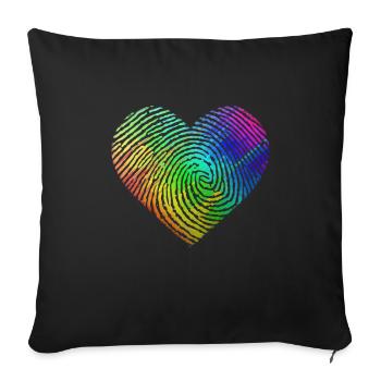 LGBT Gay Arc-en-ciel Coeur Amour - Housse de coussin décorative 45 x 45 cm - noir - Devant