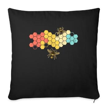 Rétro nid d'abeille apiculteur abeille nature amour - Housse de coussin décorative 45 x 45 cm - noir - Devant