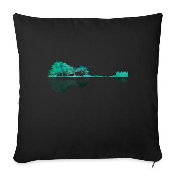 Guitare lac ombre paysage musique amour guitare - Housse de coussin décorative 45 x 45 cm - noir - Devant
