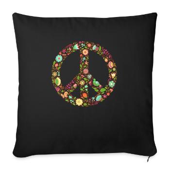 Peace flower freedom love movement 70s - Sofa pillowcase 17,3'' x 17,3'' (45 x 45 cm) - black - Front