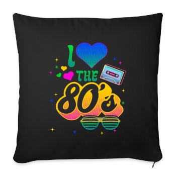 Love the eighties sunglasses cassette - Sofa pillowcase 17,3'' x 17,3'' (45 x 45 cm) - black - Front