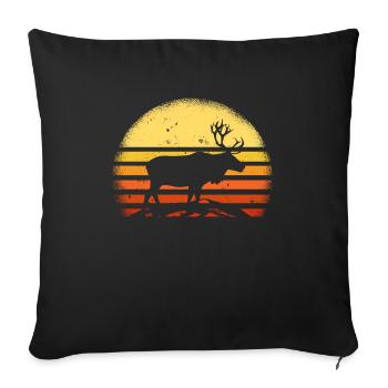 Elch Retro Sonne Alaska Elch Illustration - Sofakissenbezug 45 x 45 cm - Schwarz - Vorne
