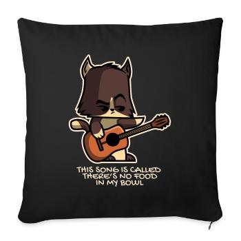 Chat guitariste drôle - Housse de coussin décorative 45 x 45 cm - noir - Devant